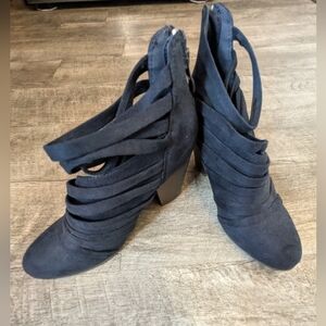 Strappy Navy Blue Ankle Booties Sz. 8